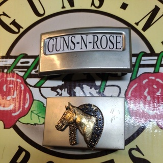 หัวเข็มขัดหัวขนาด34มมเนื้ออลูมีเนียมสีนิเกืนแบรนด์Guns-n-roses