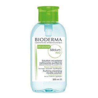 BIODERMA Sebium H2O 500 ml. (ฝาปั๊ม) คลีนซิ่งเช็ดหน้าสำหรับผิวผสม-ผิวมัน มีสิว