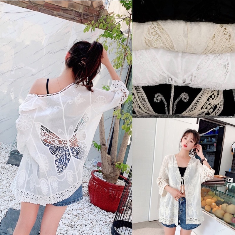 🦋รุ่นผีเสื้อค่าลูกค้า🦋🍂เสื้อคลุมลูกไม้ เสื้อคลุมโบฮีเมี่ยน🥊มี 4 สีให้เลือก🥊