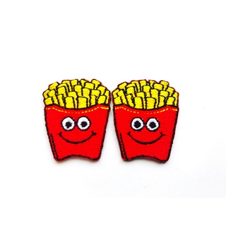 ตัวรีดติดเสื้อ เฟรนซ์ฟรายส์ French fries มันฝรั่ง การ์ตูน น่ารัก จิ๋ว งานเท่ห์ ตัวรีด (Size S) อาร์มรีด อาร์มรีดติดเสื้อ