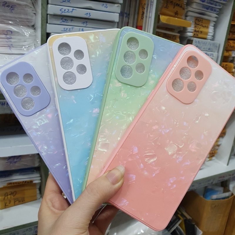 เคส Samsung A33 5G, A32 4G ด้านหลังกระจกสียืดหยุ่น
