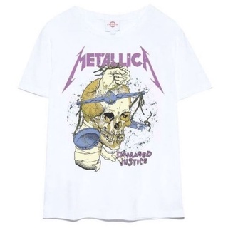 เสื้อยืด พิมพ์ลายวง METALLICA WHITE Music JUSTICE WHITE สําหรับผู้ชาย และผู้หญิงS-5XL