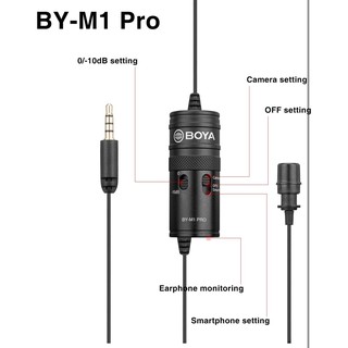 BOYA ของแท้100% BY-M1 Pro Condenser Microphone ไมโครโฟน สำหรับไลฟ์สด สำหรับสมาร์ทโฟน กล้อง ตัดสียงรบกวนคุณภาพสูง สาย 60m