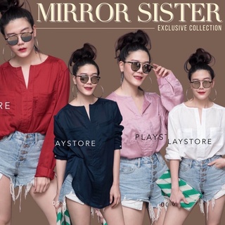 Code : 00209.6 เสื้อแขนยาว เสื้อทรงเบสิค เสื้อทำงาน งานป้าย mirrorsister