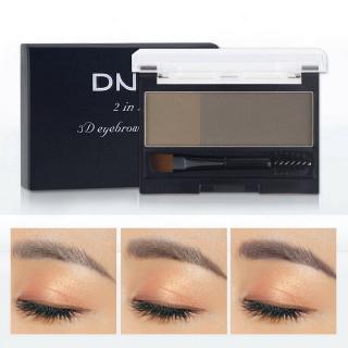 DNM Women Double Color 3D Natural  Eye Brow Powder / Long Lasting Waterproof Eyebrow Makeup Palette With Brush / Rotatable Three Type Brow Shape Eyebrow Stamp