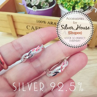 แหวนเงินแท้ 92.5% ลายเกลียวเชือกประดับเพชร cz​ สวยมากค่ะ
