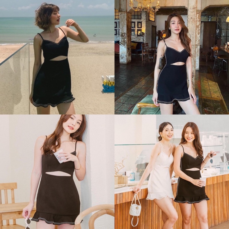 USED ONCE Little mermaid dress จากร้าน @chananya_official  สีดำ size S ใส่ไป 1 ครั้ง ใหม่มาก ชุดมีฟอ