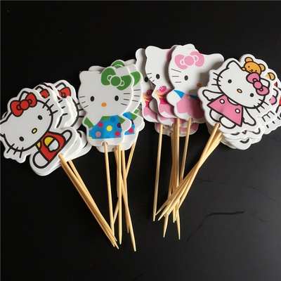 24ชิ้น/เซ็ตเคทีหมวกเค้กวันเกิดตกแต่งกระดาษการ์ดเจ้าหญิงเค้ก ที บน วันเกิดเค้กตกแต่ง