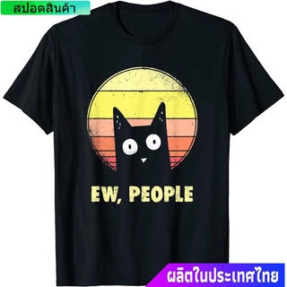 feytui 2021 แมว น่าสนใจ น่ารัก  Ew, People Vintage Funny Cat Lover Gift, Graphic Cat T-Shirt คอกลม แฟชั่น  ผ้าฝ้ายแท้ เส