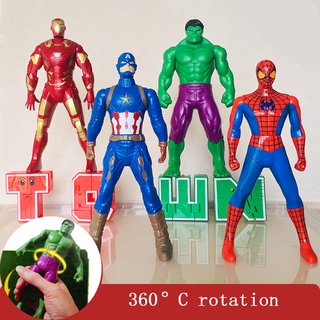 โมเดลฟิกเกอร์ Pvc รูปการ์ตูน Marvel Spiderman Hulk Ironman ข้อต่อขยับได้ หมุนได้ ของเล่นสําหรับเด็ก