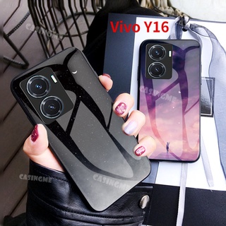 เคสโทรศัพท์มือถือกระจกนิรภัยแข็ง กันกระแทก ลายท้องฟ้ากลางคืน สําหรับ Vivo Y16 Y16 Y22 Y22S Y35 Y77 5G Y 16 22 35 16Y 5G Y16