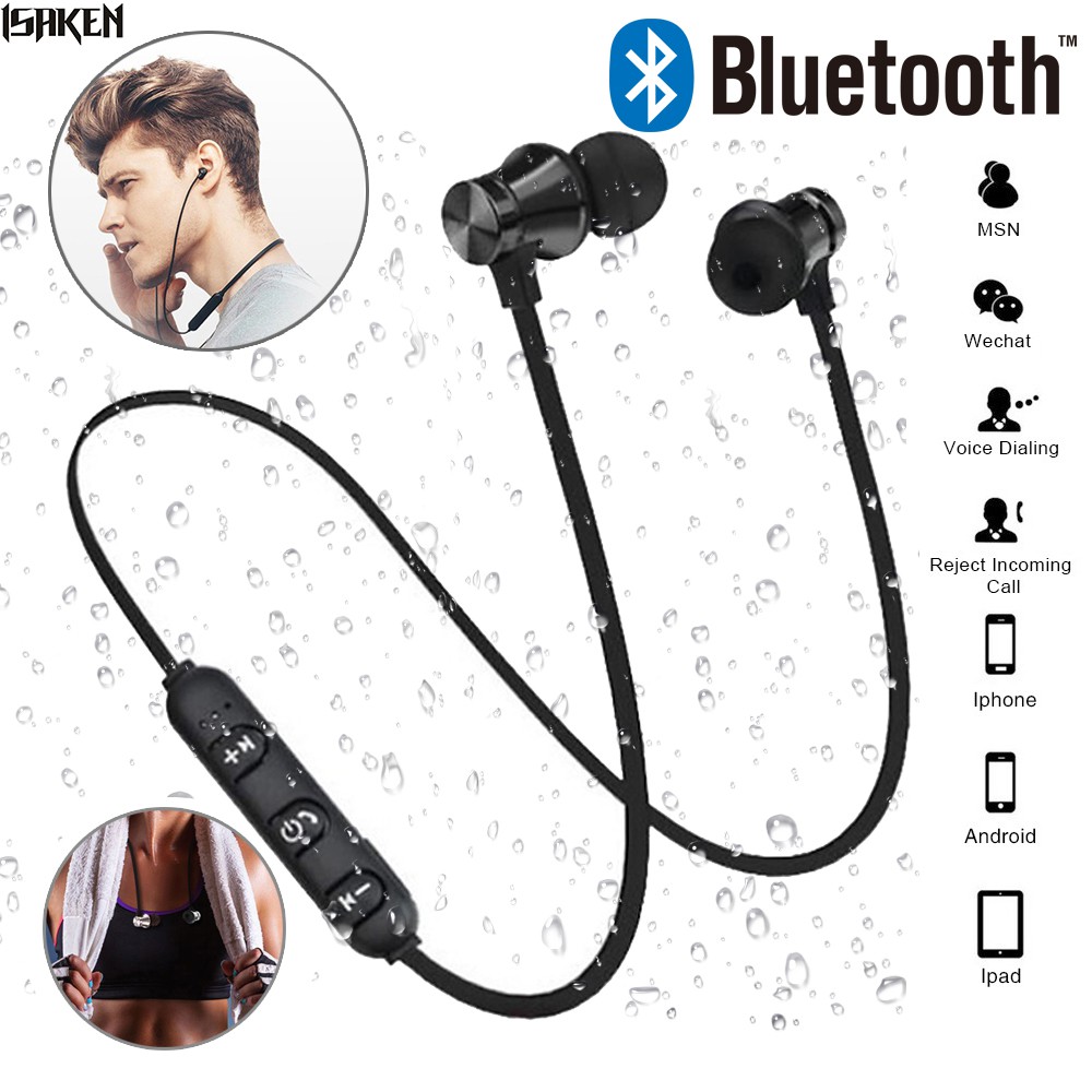 Magnetic Wireless Bluetooth Earphones Running Music Headset Neckband Sports Earbuds Earphones with N