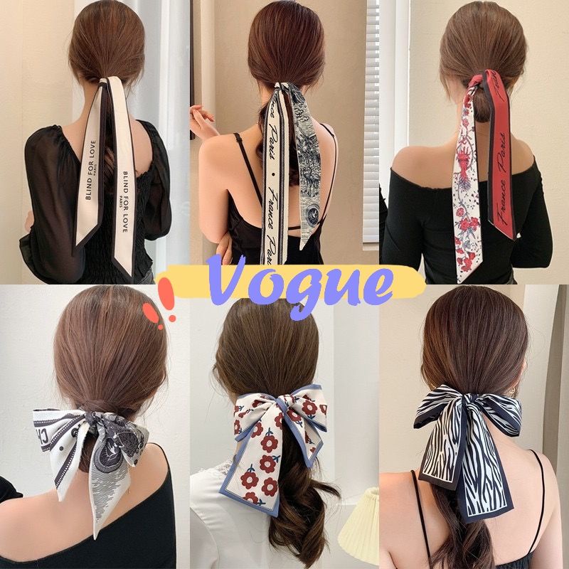 Vogue พร้อมส่ง ริบบิ้น​ผูกผมหลากหลายลาย มัดสวยๆหรือโบว์ก็ได้(FD) 09