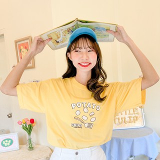 Live346# เสื้อคัตตอล มีหลายสี “Potato” สไตล์เกาหลี Dream Big Tshirt โอเวอร์ไซน์ สาวอวบใส่ได้ พร้อมส่ง คอกลม ผ้านุ่ม