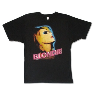 T-shirt เสื้อยืด พิมพ์ลาย Blondie Neon Face Debbie Harry Image สีดํา JIgaml02CLhppe97 S-5XL