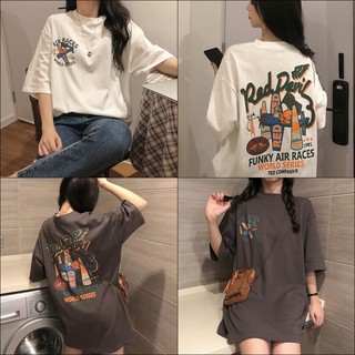 เสื้อยืด Oversize ผ้าCotton 100% แฟชั่นสไตล์เกาหลี T-Shirt โอเวอร์ไซส์ สกรีนลายสวยงาม พร้อมส่งสามารถปรับแต่งได้