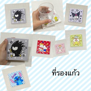 พร้อมส่ง จานรองแก้ว Coaster เซรามิก ทรงสี่เหลี่ยม ลายการ์ตูน