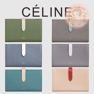 Shopee ราคาถูกสุดๆ 🔥ของแท้ 100% 🎁Celine Brand New Large Two Tone Grain Leather Strap Wallet