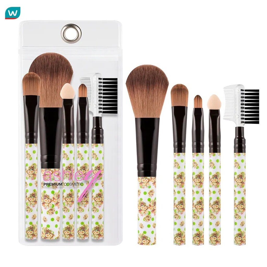 Ashley แอชลี่ย์ เซตแปรงแต่งหน้า เลส มินิ บรัช เซ็ต 5ชิ้น สีเขียว