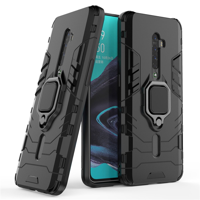 เคส OPPO Reno 2 ฮาร์ดเคสกันกระแทกเคสโทรศัพท์ Hybrid Armor Shockproof Ring Case OPPO Reno2 Cover Stand