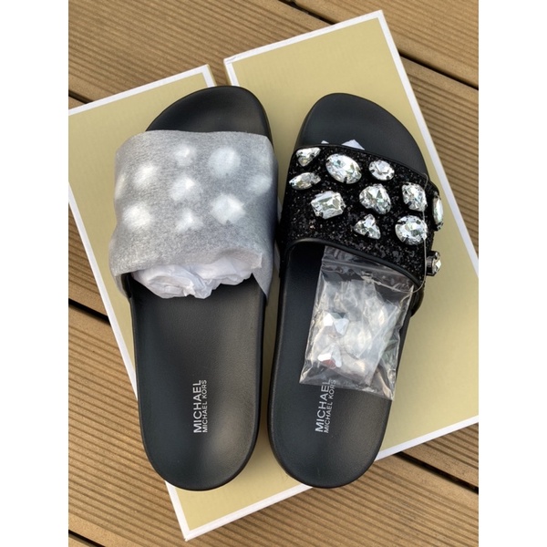 รองเท้าแตะ MICHAEL KORS Glimore Slide Chunky Glitter/ Jewel Stones ไซส์8