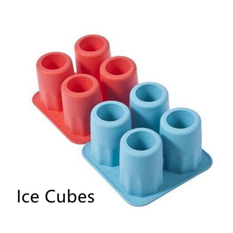 เครื่องไอศครีมSilicone 4 Cup Shape Ice Cubes Mold Ice Mould Shot Glass
