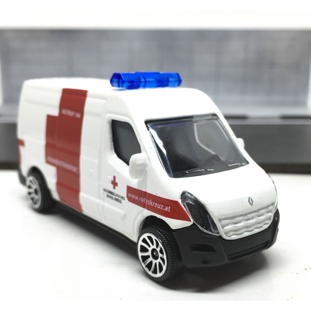 Majorette Renault Master - Notruf 144 - Austria Ambulance - White Color /Wheels 5U /scale 1/66 (3 in