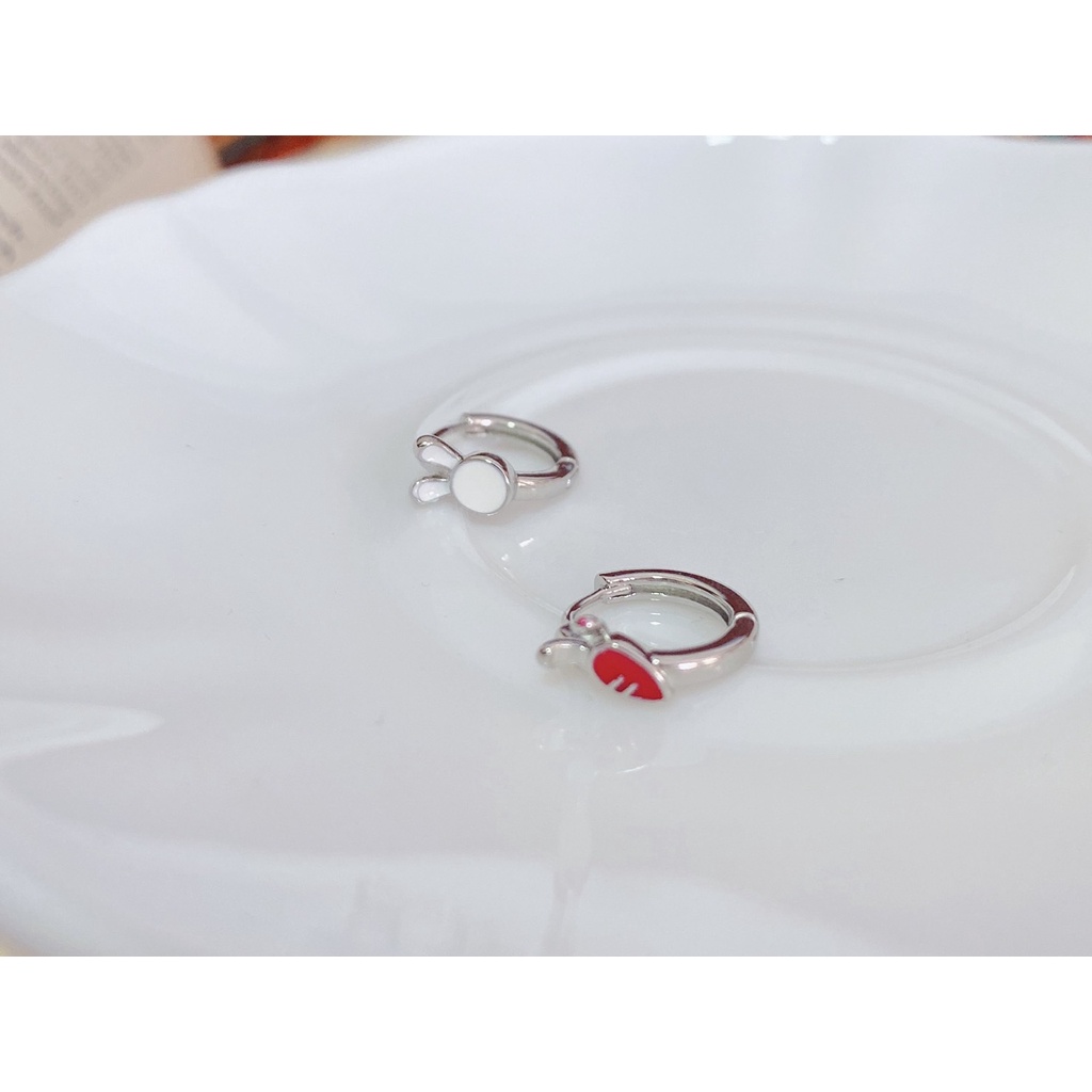 209-goodgift_station-bunny carrot Hoop 925 sterling silver earrings  ต่างหูเงินแท้ ห่วงกลมแบบล็อค กร