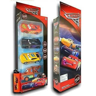 โมเดลรถเหล็กคาร์ 4คัน มีลานดึงถอยหลัง Cars Mattel Fillmore&amp;Bully ขนาดประมาณ 9cm