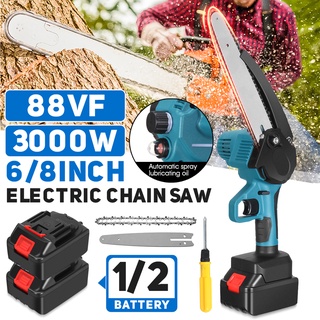 เลื่อยไฟฟ้า สเปรย์น้ํามัน 8 นิ้ว 6 นิ้ว 3000W ชาร์จได้ สําหรับแบตเตอรี่ Makita 18V