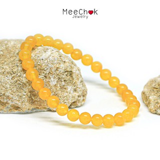 หินหยกเหลือง Yellow Jade 6 มิล ดึงดูดความมั่งคั่ง หินนำโชค กำไลหินมงคล กำไลหิน หินสีเหลือง By.Meechok