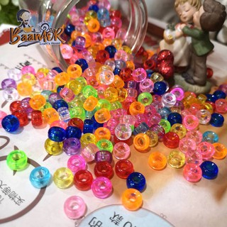 30g ลูกปัด ขนาด 8 มิล คละสี beads พลาสติก (รูร้อยใหญ่ 3 มิล ) สำหรับร้อยเชือกเส้นใหญ่ ใช้สำหรับงานตกแต่ง 09BA4000B22