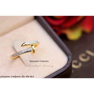 💍แหวนงานเพชรCZ แบบเก๋ ตัวเรือนทองหุ้มหนา 5 ไมครอน สวยเรียบหรูคุณหนู ดูแพง