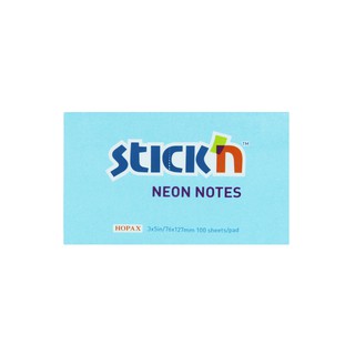 กระดาษโน้ตกาวในตัว ชนิดกาวหัว STICKN #21213 ขนาด 3x5 นิ้ว สีฟ้านีออน (PC)