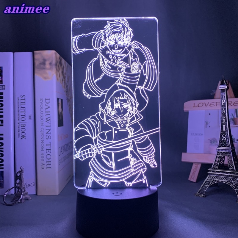 อะนิเมะ Led Night Light Fire Force สําหรับตกแต่งห้องนอนของขวัญที่มีสีสัน Nightlight มังงะ 3d โคมไฟ F