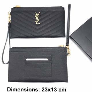 *สอบถามstockก่อนกดสั่ง* YSL Saint Laurent Large Bill Pouch Zip Wrist / Clutch กระเป๋า คลัช ของแท้ ส่งฟรี EMS ทั้งร้าน