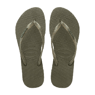 HAVAIANAS รองเท้าแตะผู้หญิง Slim Logo Metallic Flip Flops - Green รุ่น 41198750869GNXX (รองเท้าแตะ รองเท้าผู้หญิง รองเท้าแตะหญิง)