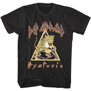 เสื้อยืดวินเทจเสื้อยืดผ้าฝ้าย พิมพ์ลายเสือดาว Def Leppard Hysteria Pouncing Leopard สําหรับผู้ชาย DOghid37LNmghn03