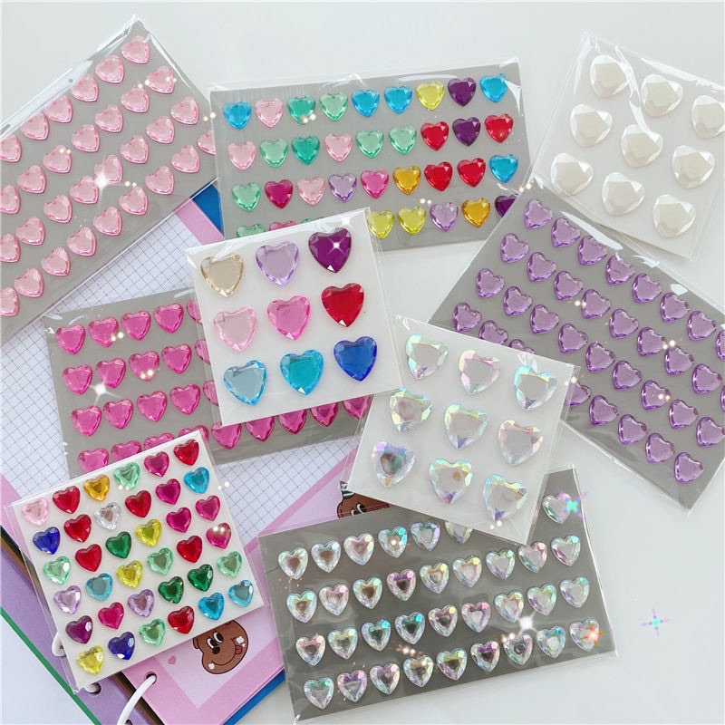 สติกเกอร์หัวใจนูน 6mm ,10mm พร้อมส่ง  ของขวัญ หัวใจเพชร 3d ติดการ์ด เฟลมการ์ด