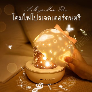 (แถมรีโมท)โปรเจคเตอร์หมุน+ลำโพงเชื่อมบลูธูทได้ ไฟเต้นตามจังหวะเพลง MP3 LED Magic Ball Light 360 Rotating Round Night Lig