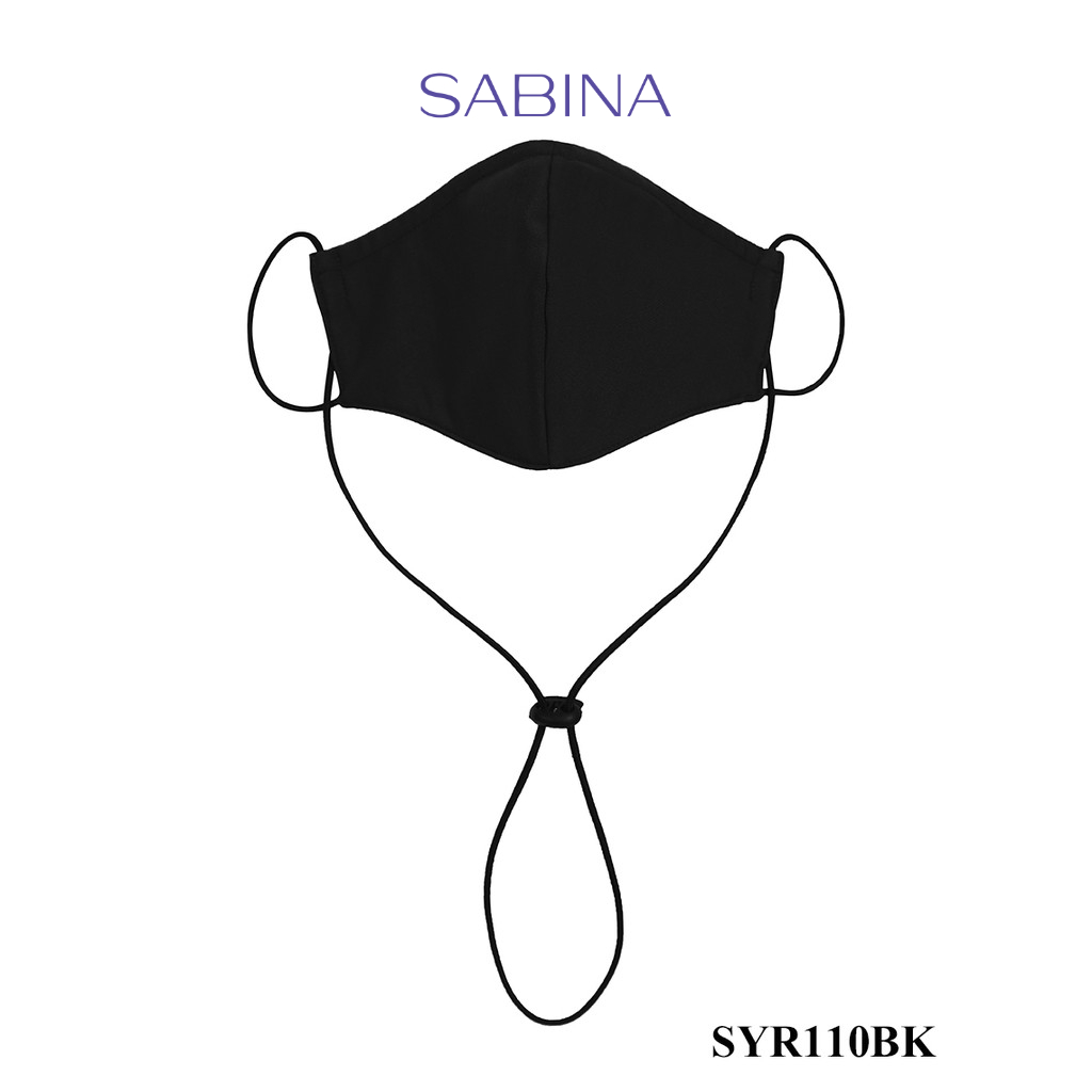 Sabina หน้ากากอนามัย TRIPLE MASK :  3 LAYER PROTECTION WITH MAGIC SILVER INNOVATION รหัส SYR110BK สีดำ มีสายคล้องคอ