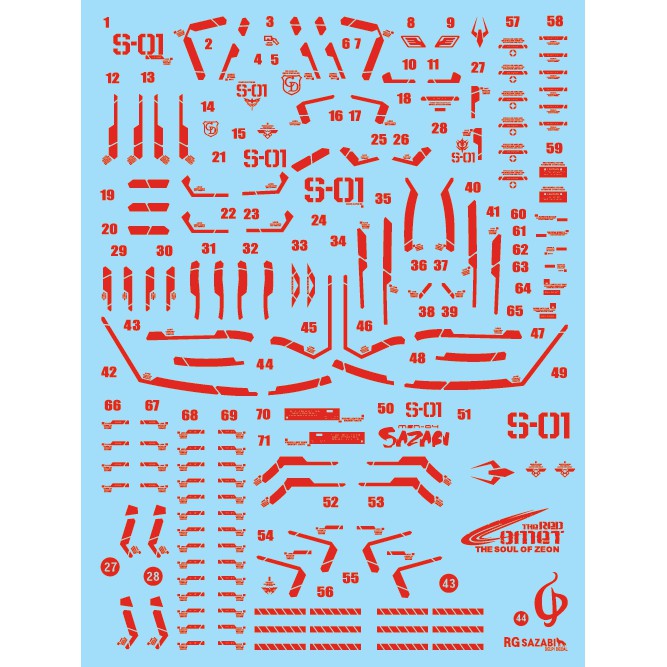 DELPI DECAL SAZABI RED HOLO WATER DECAL RG
