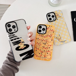 การ์ตูน โปเกมอน น่ารัก ปิกาจู เคสไอโฟน 14 Pro Max iphone 13 pro max 14 plus 12 11 Pro Max Xs Max Xr X Case ใหม่ ขอบสี เรียบง่าย โปร่งใส ป้องกันการหล่น ซิลิกาเจล นุ่ม เคส