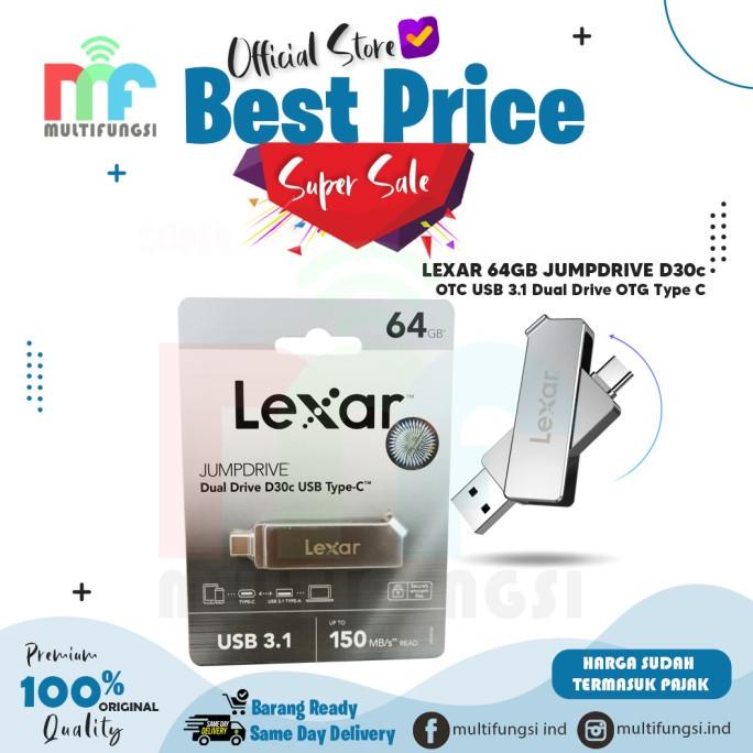 Lexar 64GB JUMPDRIVE D30c FLASHDISK OTC USB 3.1 ไดรฟ์คู่ OTG Type C