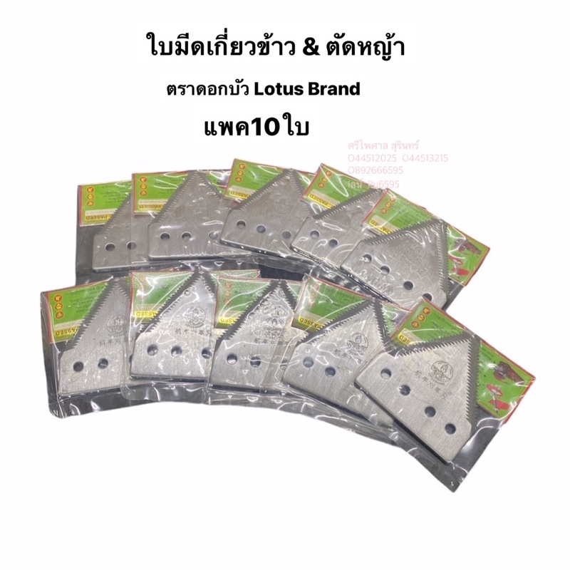 ใบมีดรถเกี่ยว กล่องละ375บาท มี10ใบ(ไม่รวมน้อต)  ใบตัดหญ้า ตราดอกบัว Lotus ใบเกี่ยวข้าว ใบมีดตัดหญ้า ใบตัด ใบสามเหลี่ยม