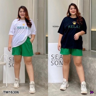 PP16306 Set #Bigsize 2 ชิ้น เสื้อยืดแขนสั้น + กางเกงขาสั้น