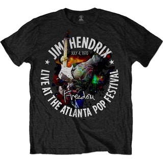 เสื้อยืดวงดนตรีเสื้อยืด พิมพ์ลาย Jimi Hendrix Atlanta Pop Festival 1970 Official B5 QW246VB สําหรับผู้ชายall size