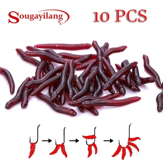 Sougayilang 10 ชิ้น/4 ซม. เหยื่อตกปลานุ่มจำลองไส้เดือนหนอนเหยื่อตกปลาประดิษฐ์ Tackle