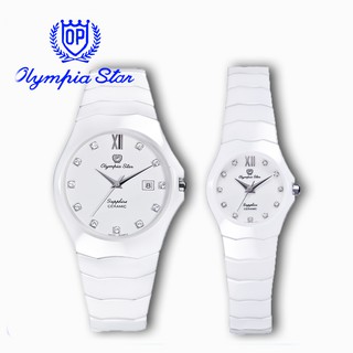 Olympia Star Watch [OPA] นาฬิกาผู้ชาย/หญิง รุ่น 582-02 สีขาว  **ตัวเรือน/สาย เซรามิก** ( รับประกัน 1 ปีเต็ม )