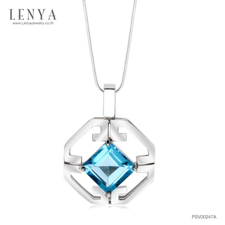 Lenya Jewelry จี้เงินแท้925ชุบทองขาวประดับเด่นด้วยพลอยสวิตซ์บลูโทแพซ( Swiss Blue Topaz )ในคอเลคชั่น product champion